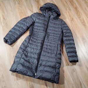🔺️NWT Lands End Gray & Black Puffer Hooded Trench Jacket Small